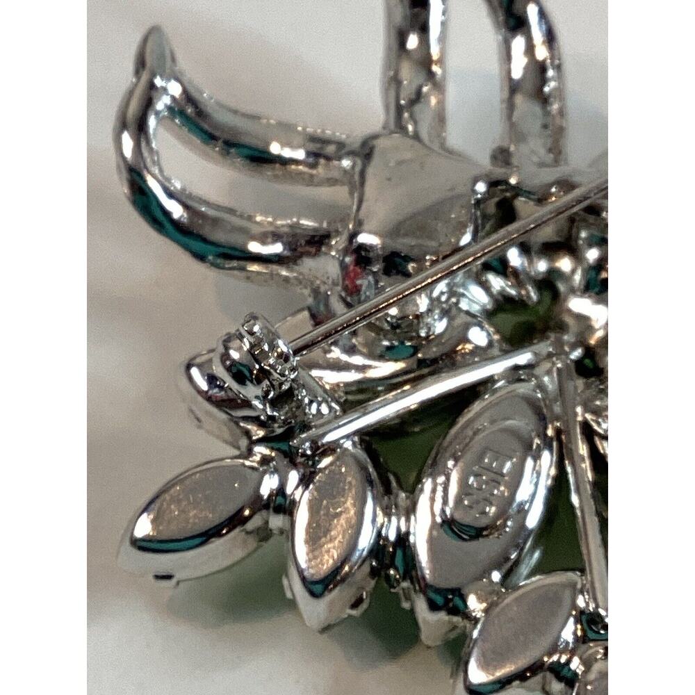 Vtg WEISS Clear Lt Green Prong Set Crystal BROOCH Sparkly Flower Spray 2” Classy - Picture 9 of 10